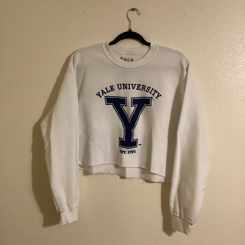 University White Cropped Crewneck Sweatshirt